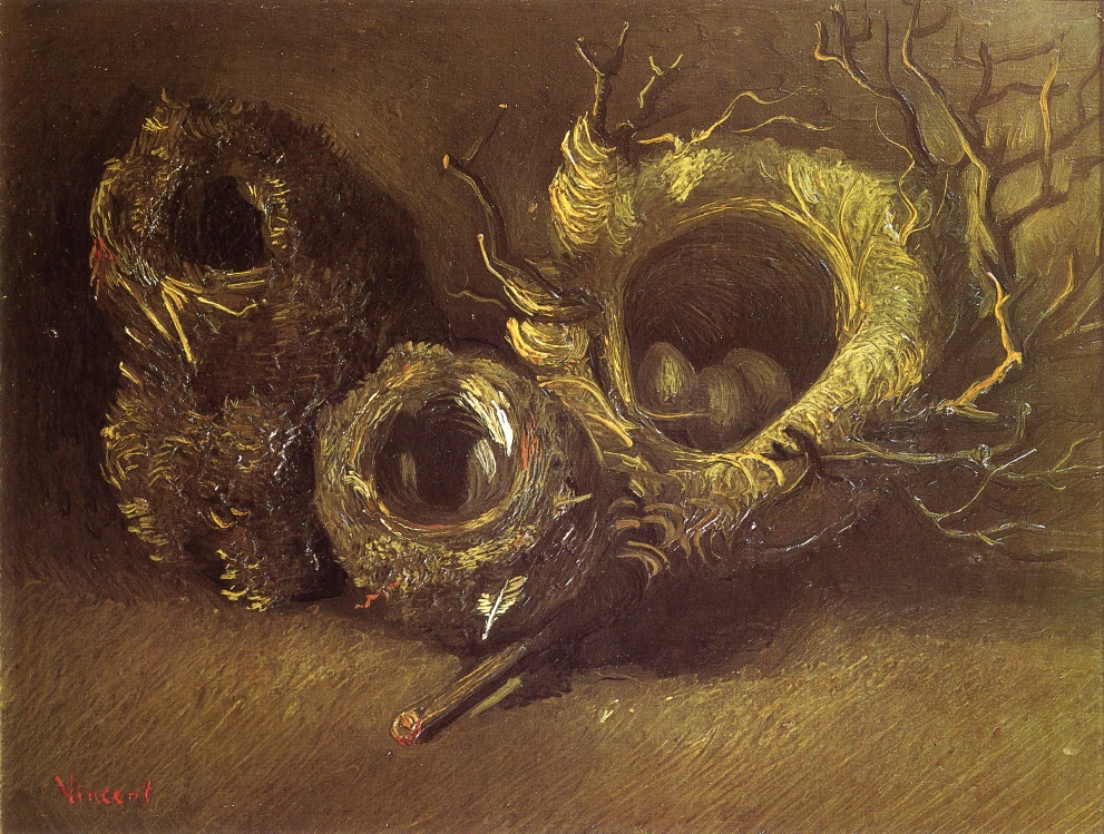 Картина Ван Гога Натюрморт с тремя птичьими гнездами 1885